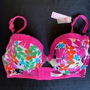 EUC Cacique Multi Floral Plunge Bra